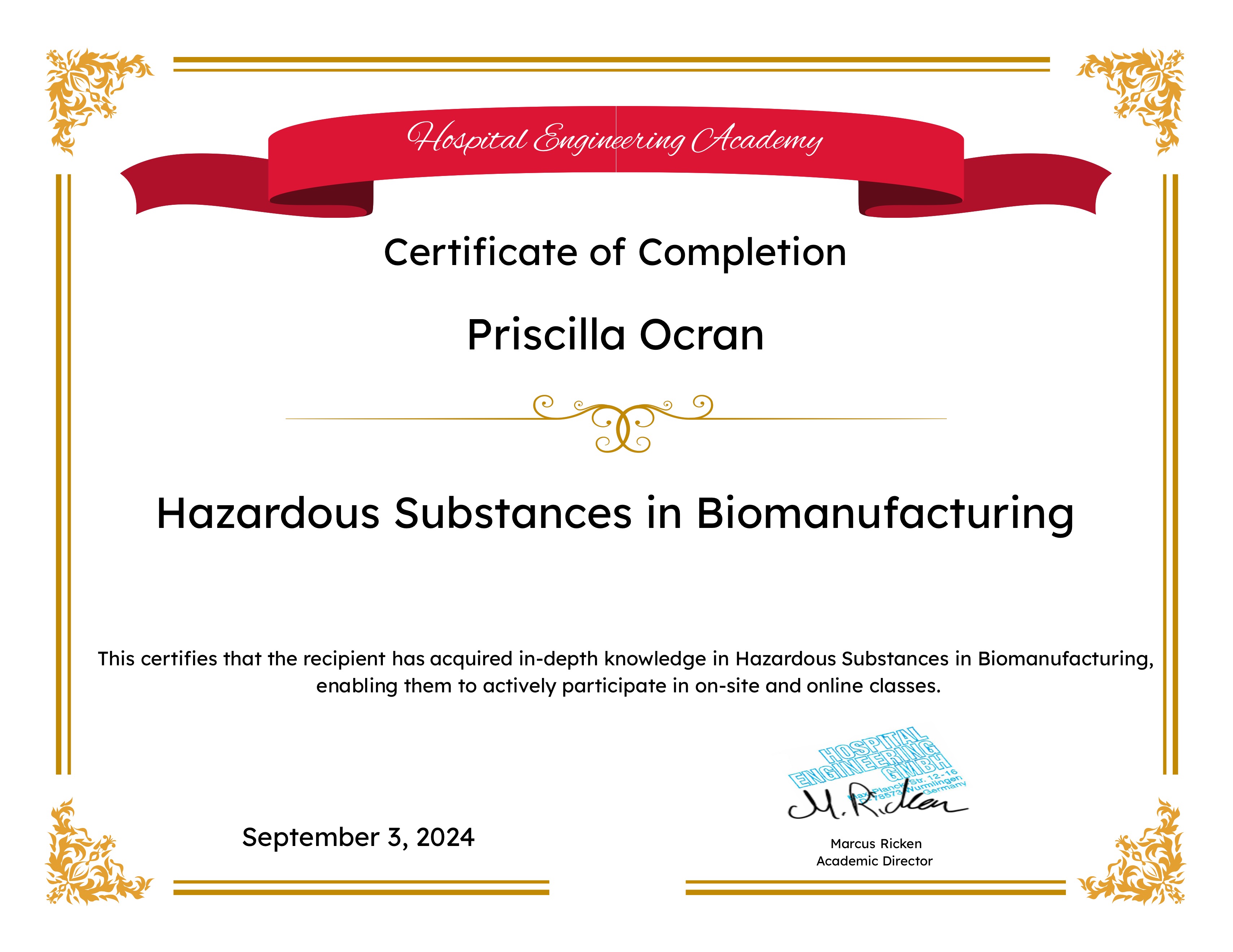 Hazardous Substances in Biomanufacturing